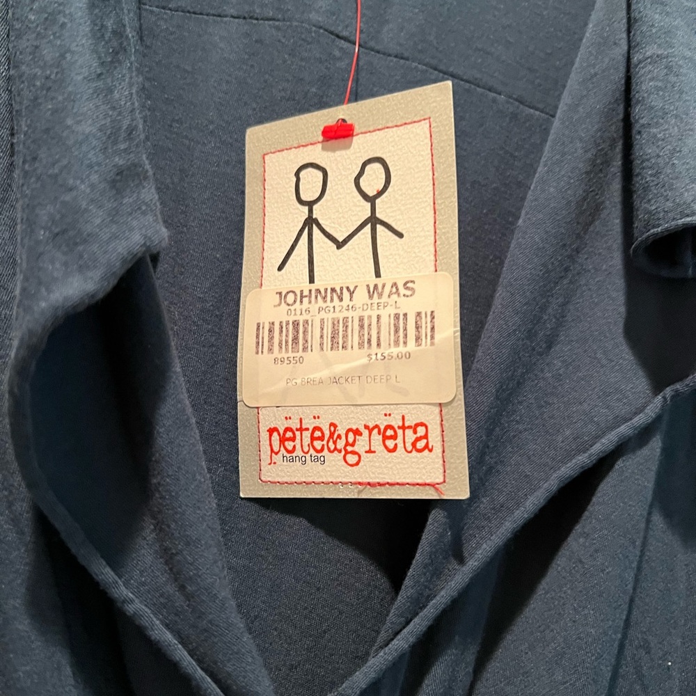 Johnny Was Pete & Greta Brea Jacket L Deep Ocean Snap Button Front Pockets NWT - Picture 4 of 9